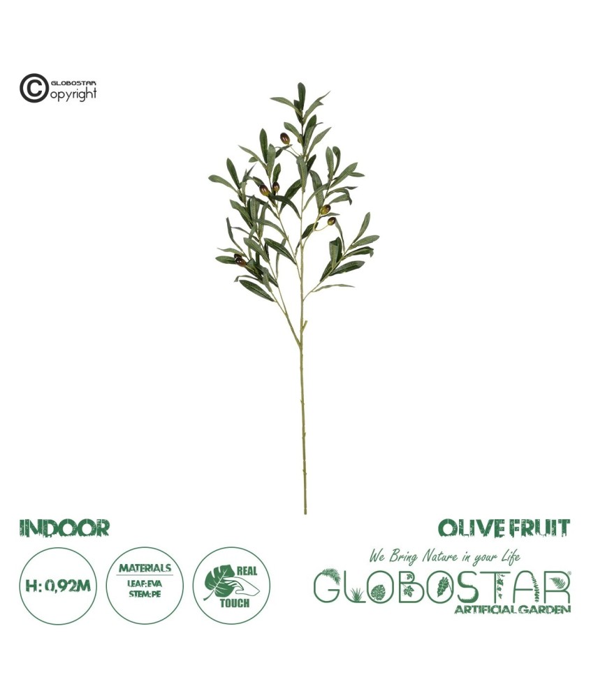 GloboStar® Artificial Garden OLIVE FRUIT BRANCH 21450 Τεχνητό Διακοσμητικό Κλαδί Ελίας Y92cm